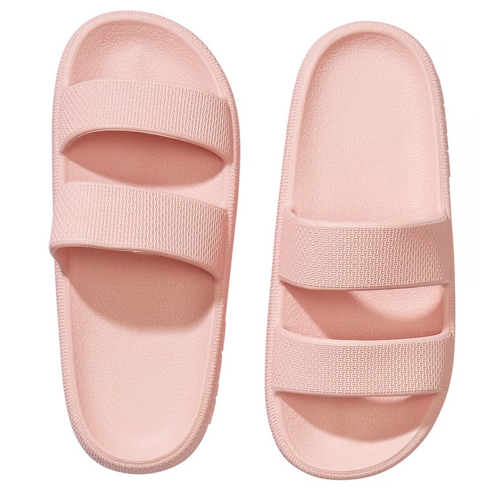 VS Pink Double Strap Pillow Slides Large Stripes & Solids